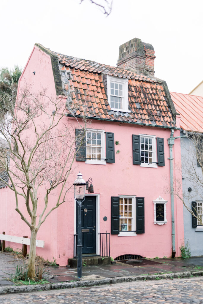 The Pink House in historic downtown Charleston south carolina photographed by The Wild Elopement