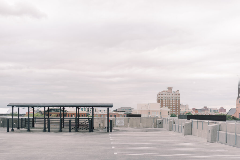 top level of a parking garage in downtown Charleston South Carolina